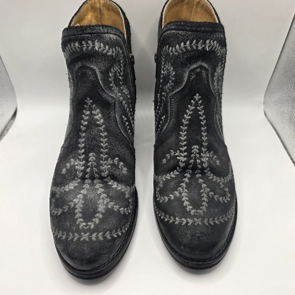 STERLING RIVER Leather Ankle Cowboy Boots Gray Embroidered Vines Women Size 10M - Picture 2 of 9